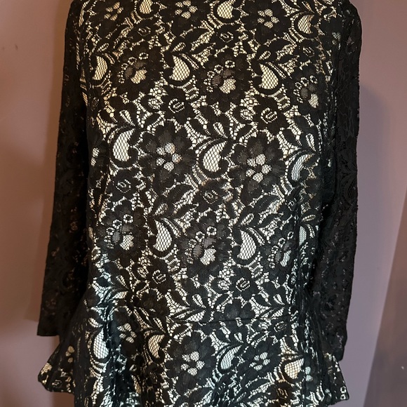 NWOT Hal Fulrnstein Black Lace Skirt and Matching Lace Pemplum Top, Size L‎ - Picture 2 of 11